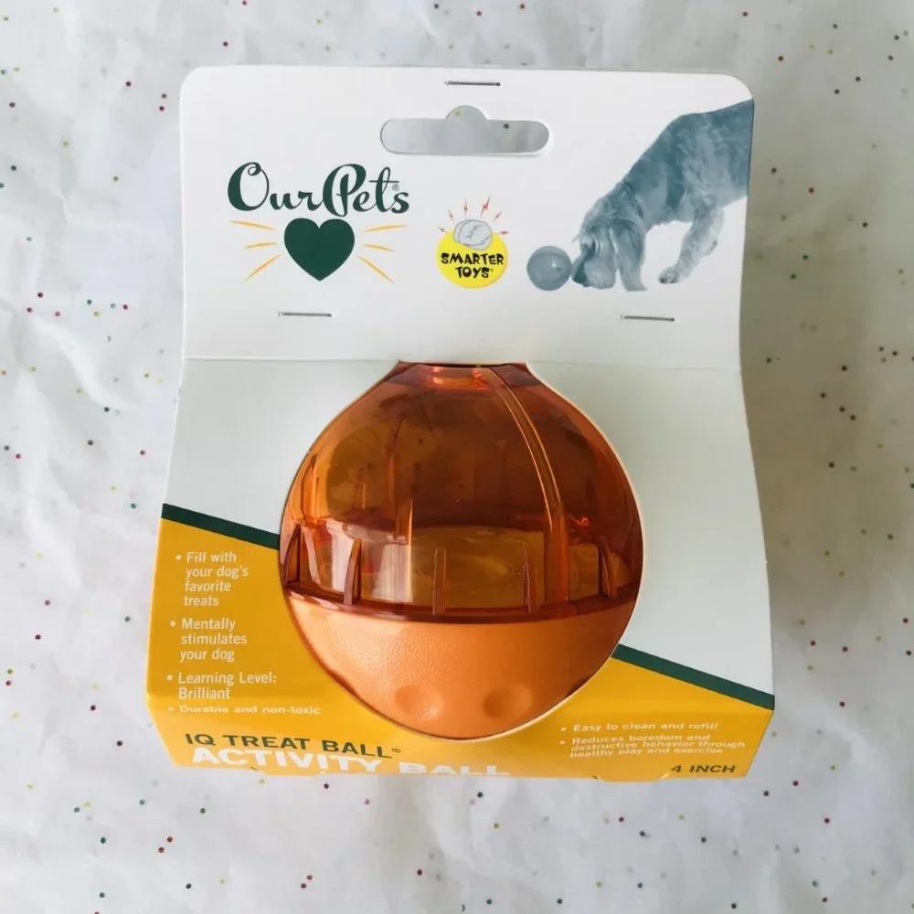 Dog Toy OurPets IQ Treat Ball Orange Color Size : 4 inch